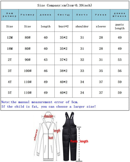 Children’s Winter Clothing Set – Baby Down Jacket Parka & Thick Snowsuit for Boys and Girls