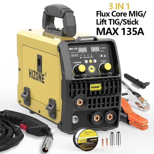 HIZONE 3-in-1 Mig Welding Machine – Intelligent Inverter Portable Welding Equipment 110V