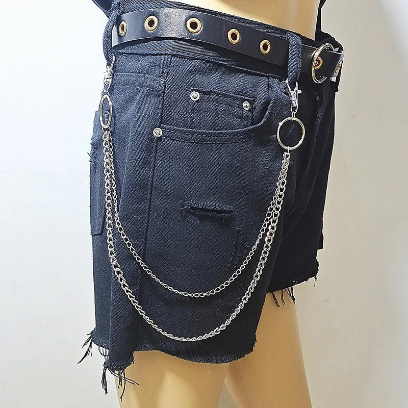 Punk Street Moon & Star Keychain – Goth Skull Rivet Waist Chain for Jeans, Unisex Rock Accessories