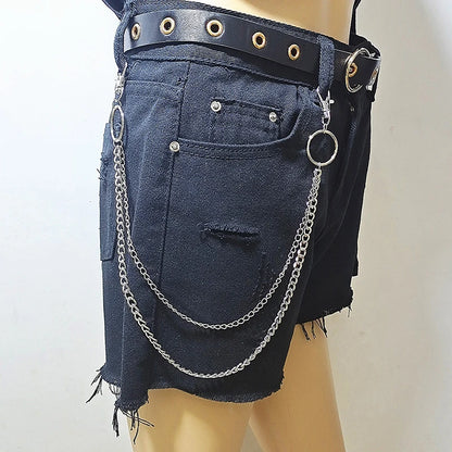 Punk Street Moon & Star Keychain – Goth Skull Rivet Waist Chain for Jeans, Unisex Rock Accessories