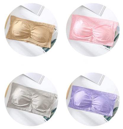 Women's Plus Size Strapless Bra – Thin, Removable Chest Cushion, Stretchy Seamless Invisible Bra, S-6XL