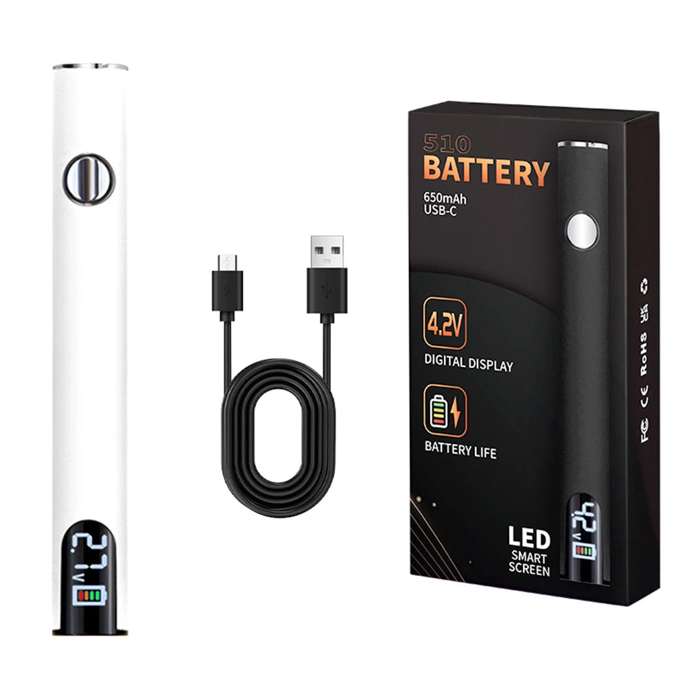 510 Thread 650mAh Smart Battery Pen – USB Rechargeable Mini Power Tool for Cartridge & Soldering Repair Welding Kit