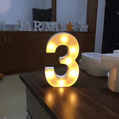 LED Number & Letter Night Light - Luminous A-Z Alphabet & 0-9 Lamp for Party and Wedding Decor