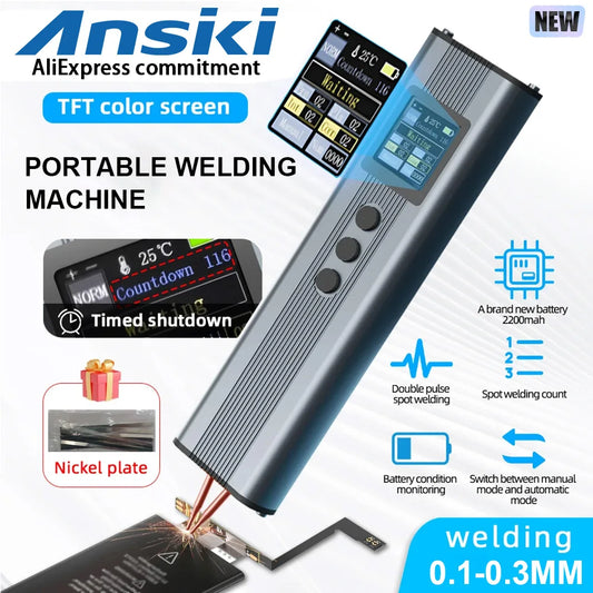 FS01 11-Gear Adjustable Handheld Spot Welder – Battery Welding Tool for 0.3mm Nickel Belt & 18650 Lithium Cells