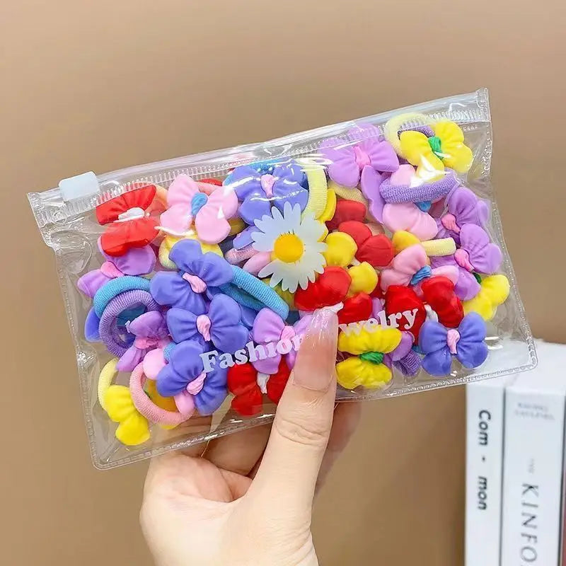 10/20PCS Cute Cartoon Hair Bands – Soft Elastic Scrunchies for Girls & Kids, Gentle on Hair