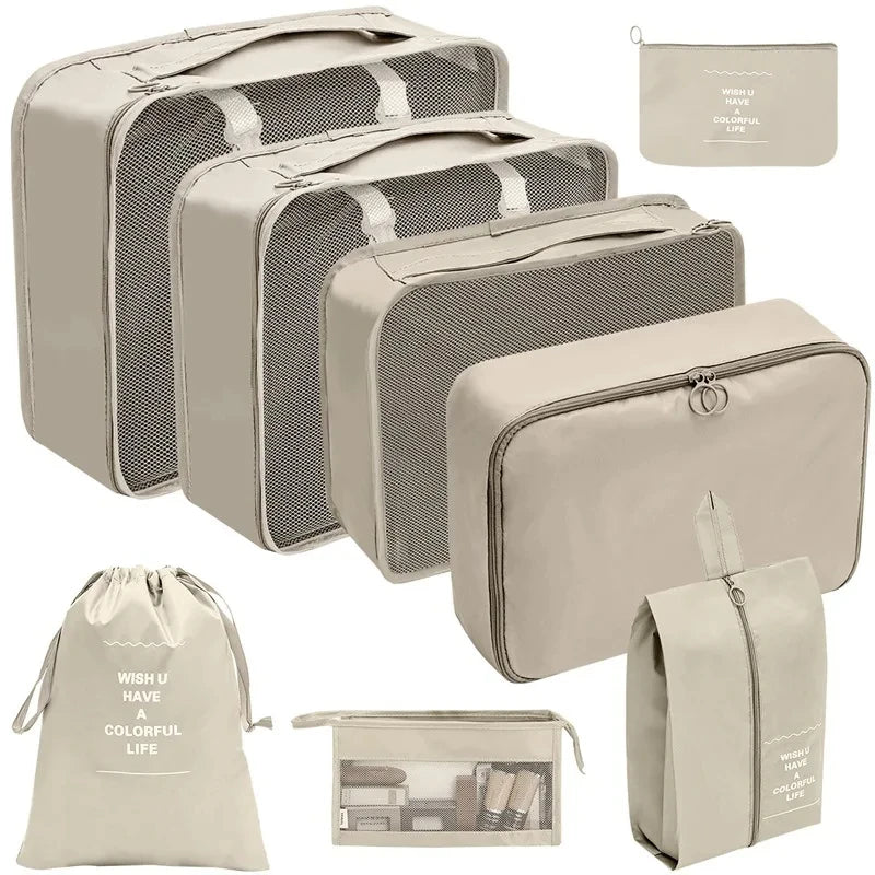 7–10 Pc Travel Organizer Storage Bags Set – Portable Packing Cubes for Suitcase, Clothes, Shoes & Luggage Tidy Pouch