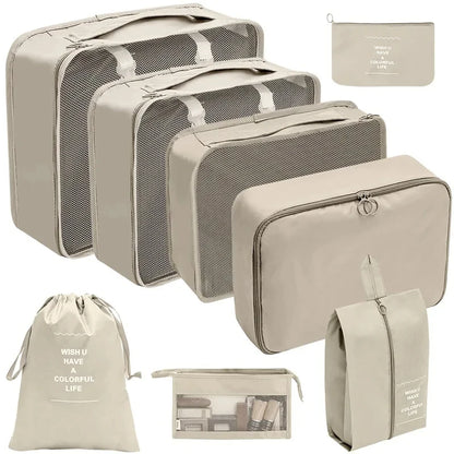 7–10 Pc Travel Organizer Storage Bags Set – Portable Packing Cubes for Suitcase, Clothes, Shoes & Luggage Tidy Pouch
