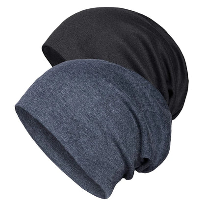 Cotton Slouchy Beanie – Lightweight Hip-Hop Running Cap for Men and Women, Soft Stretchy Chemo Hat and Sleep Cap
