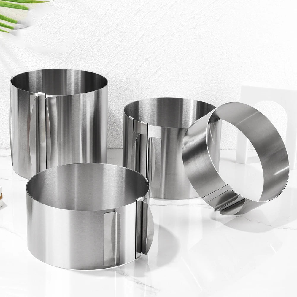 430 Stainless Steel Telescopic Mousse Ring: Adjustable Circle Mold with Scale - Rustproof Cake Rings for Baking, 6-30cm Height