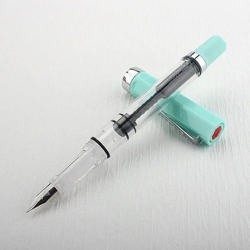 3059 Piston Fountain Pen – High-Quality Transparent Resin with EF/F Nib (0.38/0.5mm) for Business & Gift