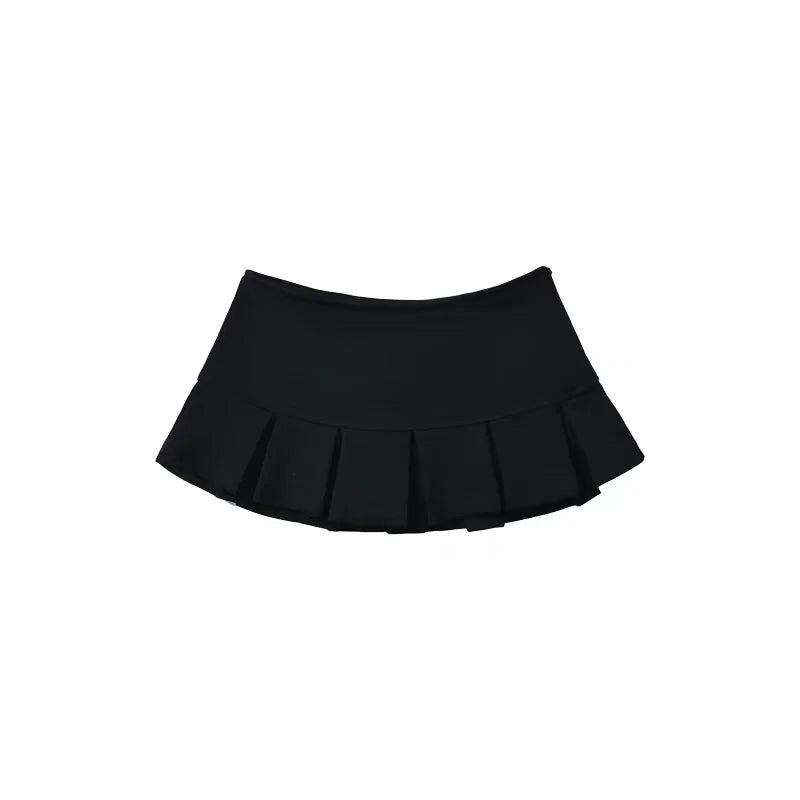 Mooyufon Y2K Mini Skirt — Women’s Low Waist Wide Pleat Light Grey A-Line Pleated Skort, Sexy Vintage Casual Summer Wear