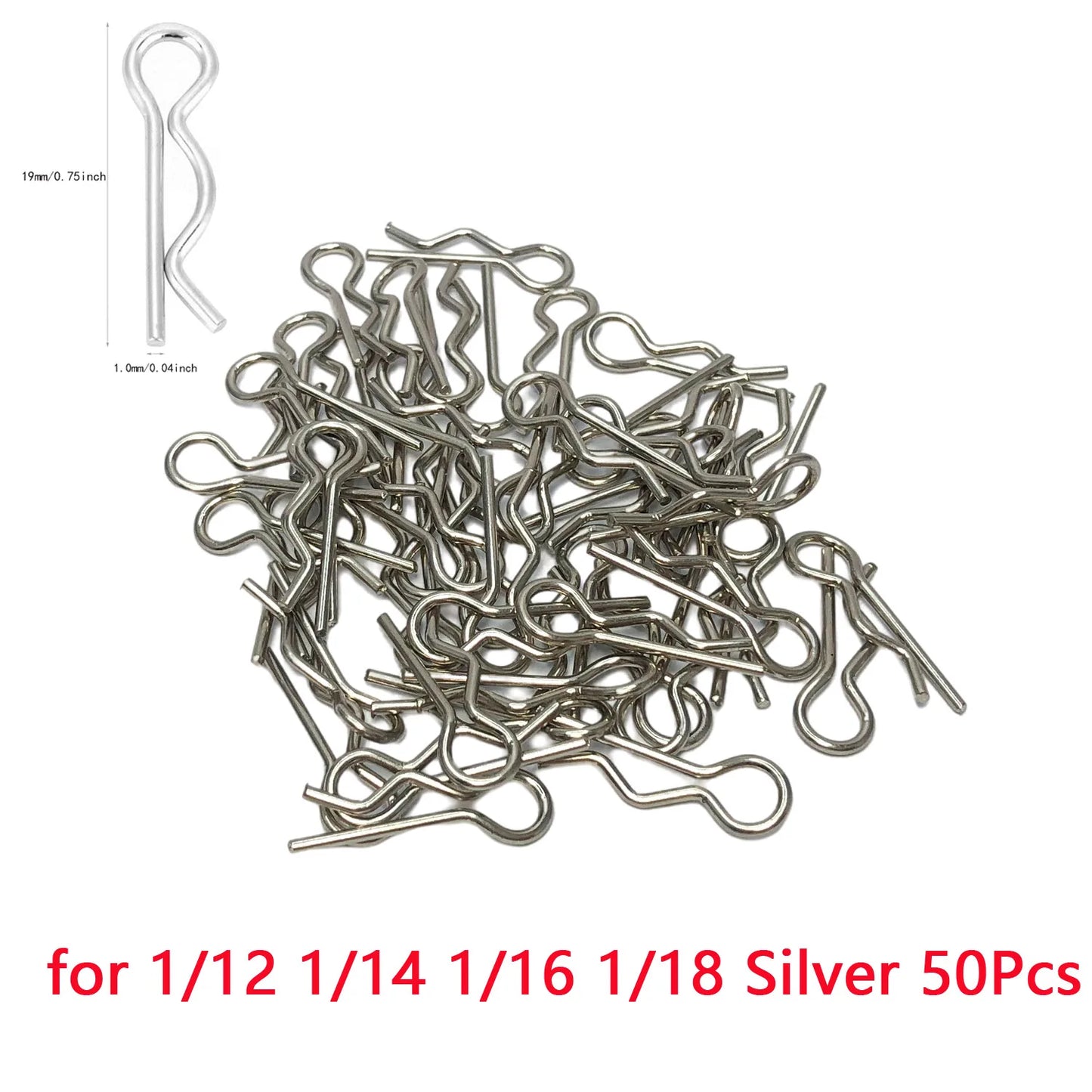 50PCS RC Car Body Clips & Pins — R Buckles for 1/5, 1/6, 1/7, 1/8, 1/12, 1/14, 1/16 RC Cars, Compatible with TRAXXAS & SCX10