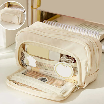 Large Capacity Pencil Case - Portable Handheld Pen Pouch and Cosmetic Storage Bag for School Office and Travel