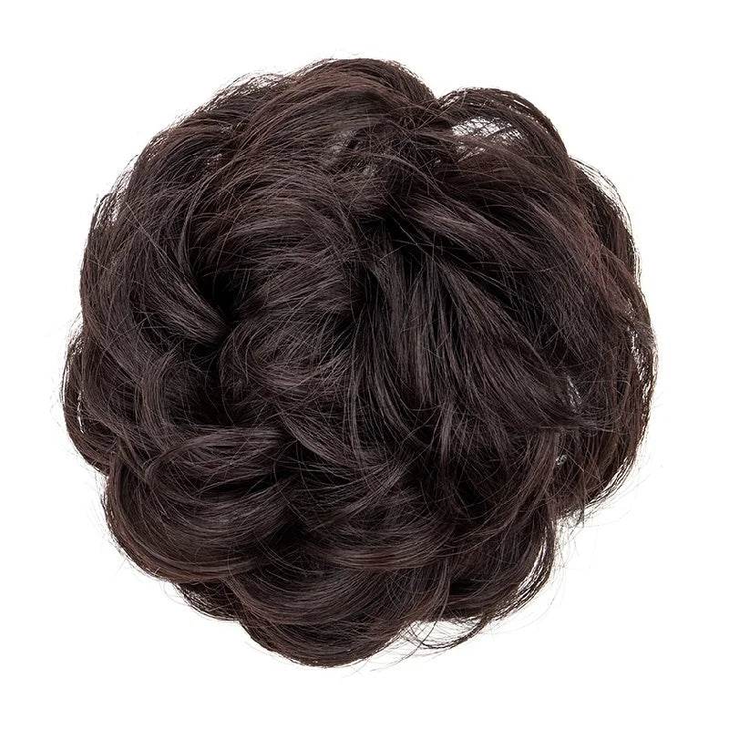 Synthetic Messy Bun Chignon Donut – Blonde & Brown Hair Bun Pad, Elastic Hair Rope, Rubber Band Hair Extensions for Women
