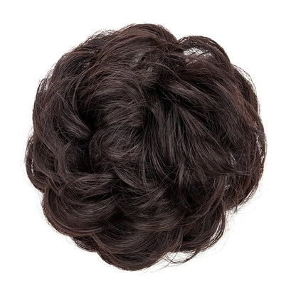 Synthetic Messy Bun Chignon Donut – Blonde & Brown Hair Bun Pad, Elastic Hair Rope, Rubber Band Hair Extensions for Women