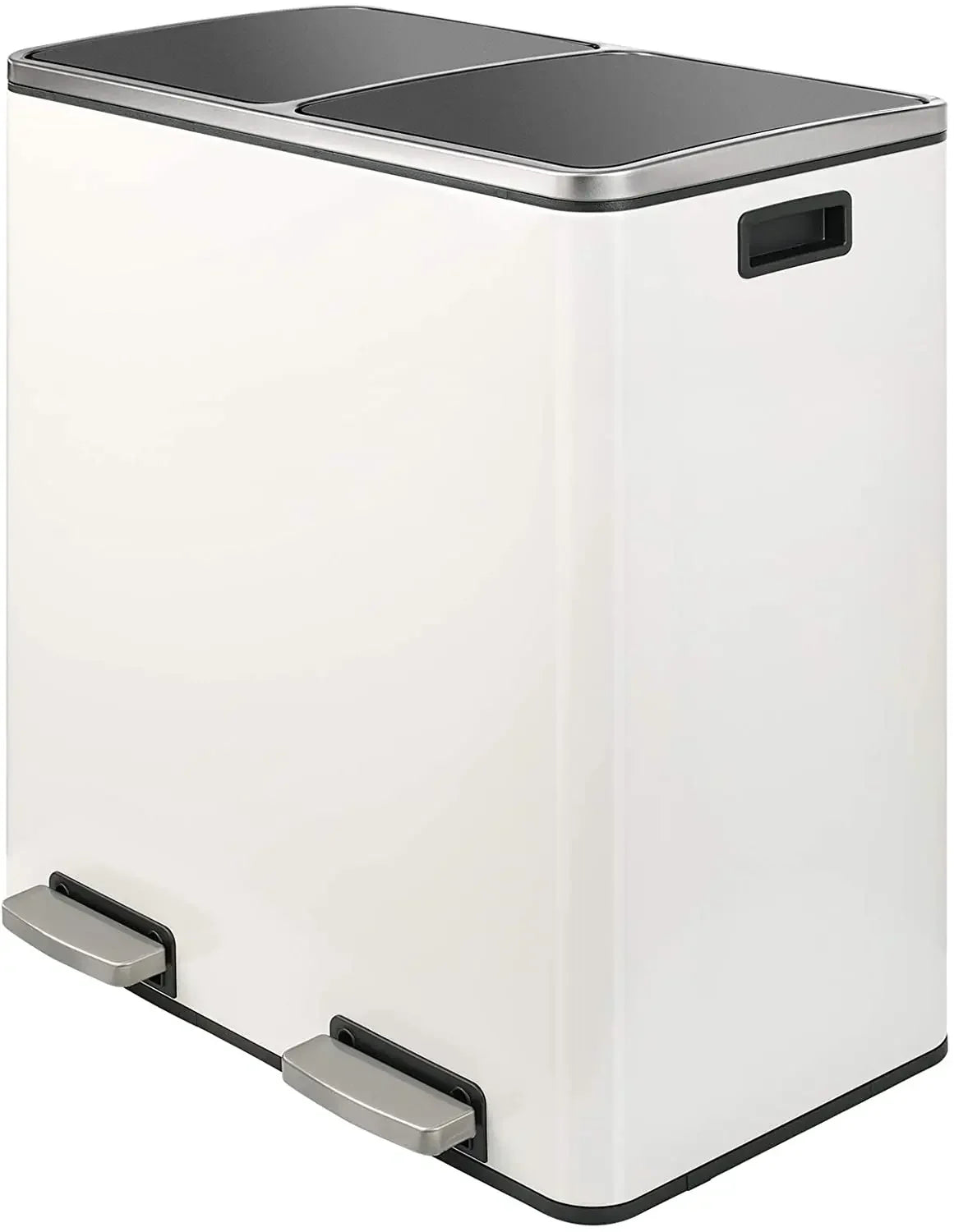 60L Dual Compartment Kitchen Step Trash Can – Hands-Free, Soft-Close Lid, Brushed Stainless Steel