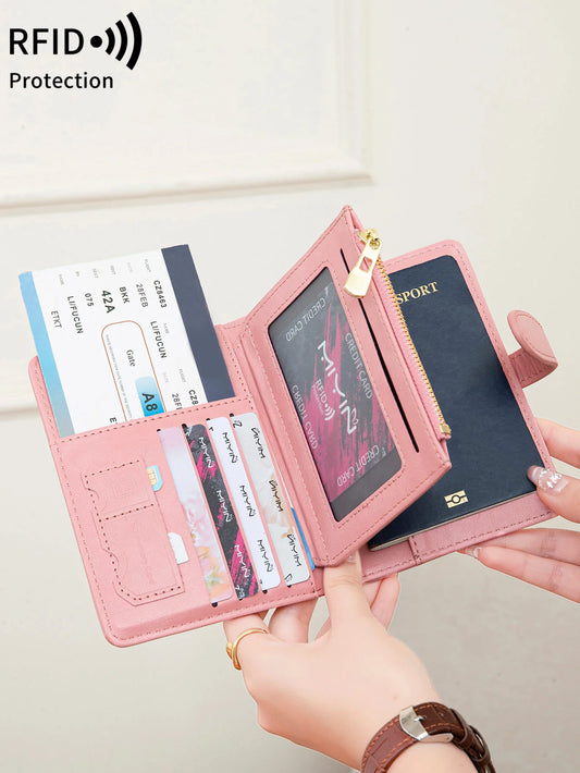 Multi-Functional RFID Anti-Theft Passport Bag – PU Leather Wallet with Multi Card Slots & Large Capacity