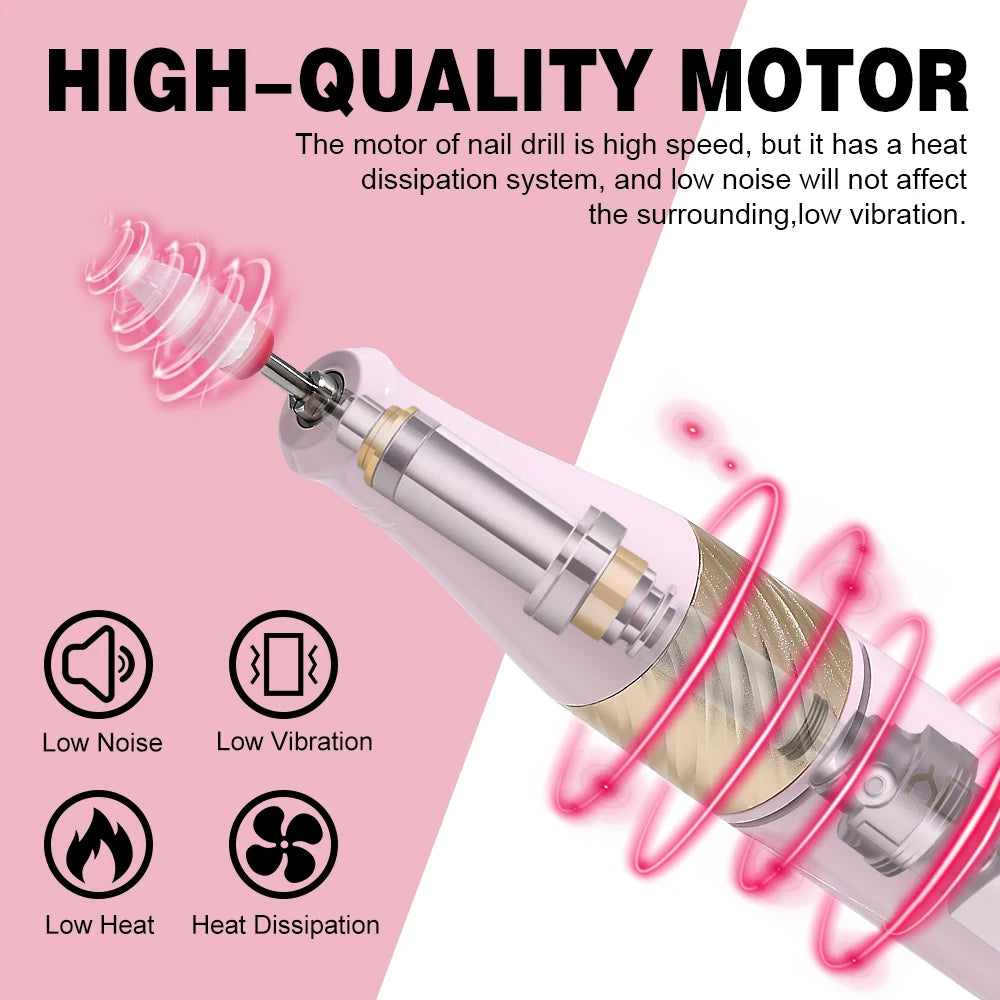 YOKEFELLOW Professional Nail Drill – 40000RPM Rechargeable Electric Nail E-File, Cordless for Acrylic & Gel Nails