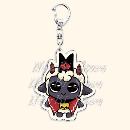 Funny Dark Video Game Sheep Keychain – Cute Lamb & Goat Bag Accessory Gamer Gift