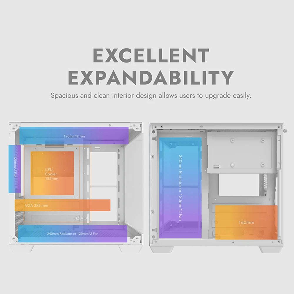 Aigo 275P Gaming PC Case — Sea View M-ATX/ITX Desktop with Double-Sided Tempered Glass
