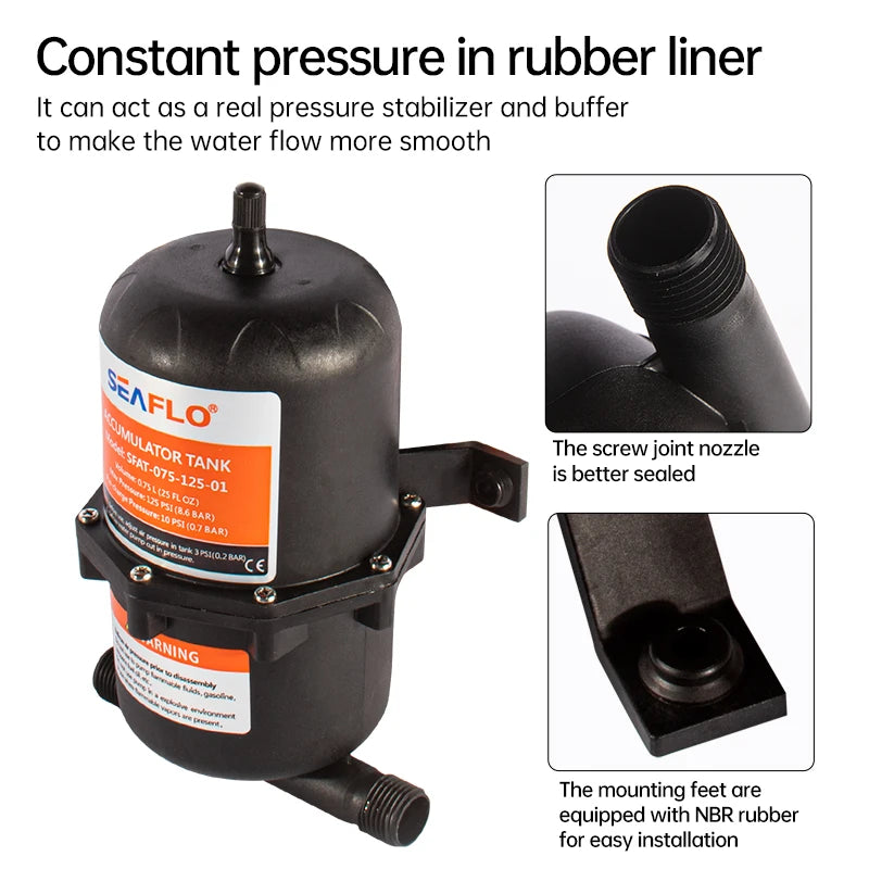 0.75L 1L 125PSI Pre-Pressurized Accumulator Tank – Water Pressure Storage Vessel for Pump Flow Control