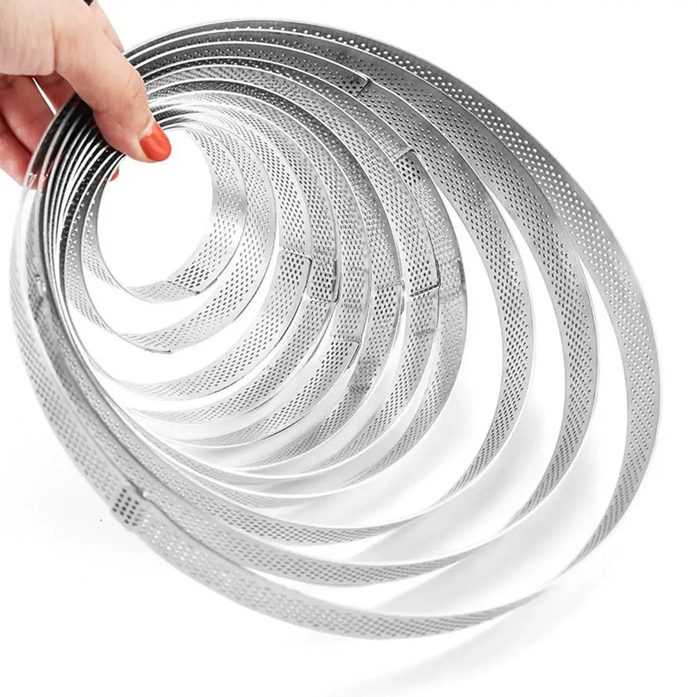 Stainless Steel Tartlet Molds: Bakeware Perforated Decorating Tool - Circle Cake Mold, Ideal Tart Ring for Perfect Desserts