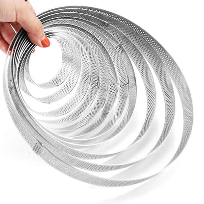 Stainless Steel Tartlet Molds: Bakeware Perforated Decorating Tool - Circle Cake Mold, Ideal Tart Ring for Perfect Desserts
