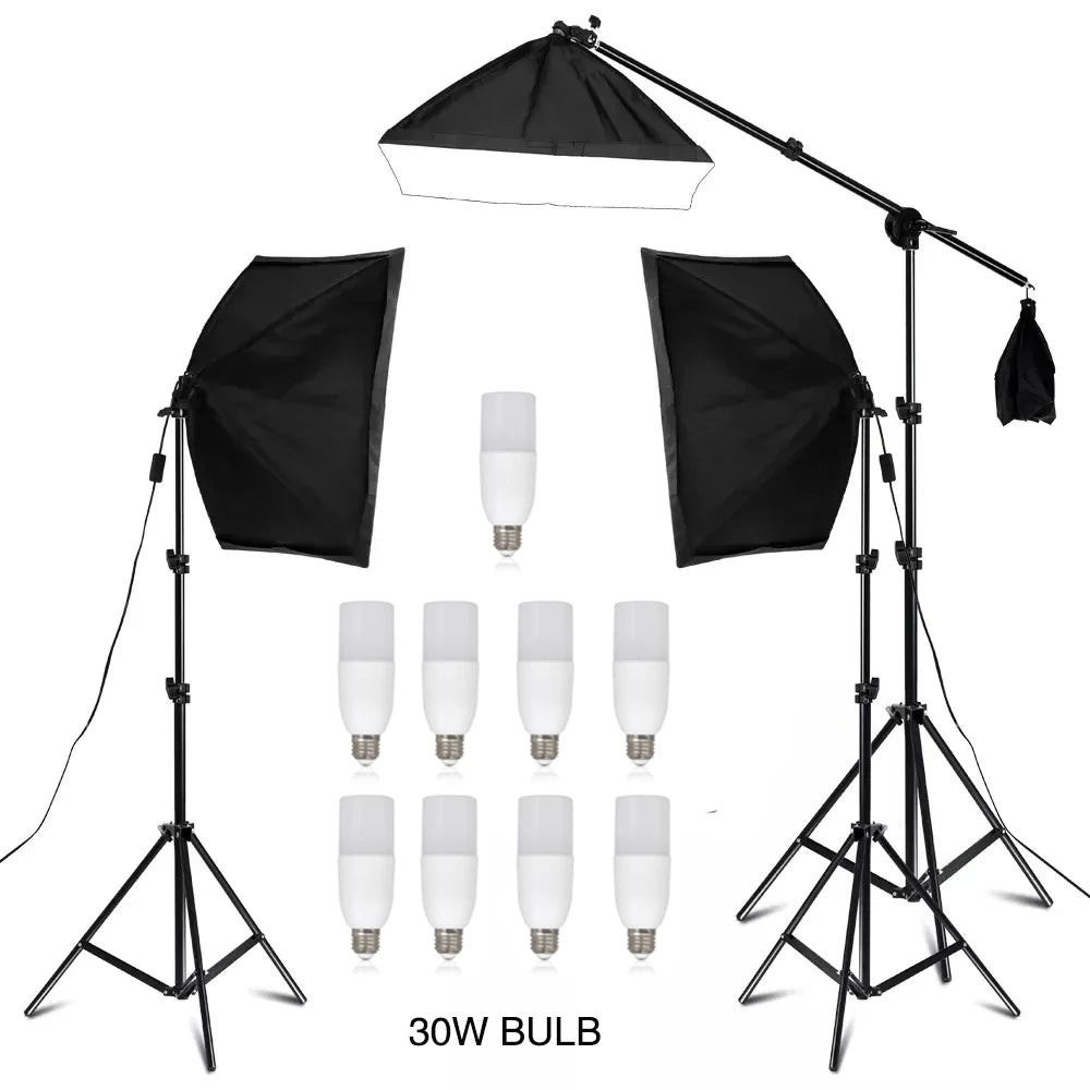 30W-40W Photography Softbox Lighting Kit – 50x70CM Continuous Soft Light for Studio and Portrait Shooting
