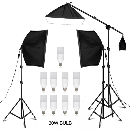 30W-40W Photography Softbox Lighting Kit – 50x70CM Continuous Soft Light for Studio and Portrait Shooting