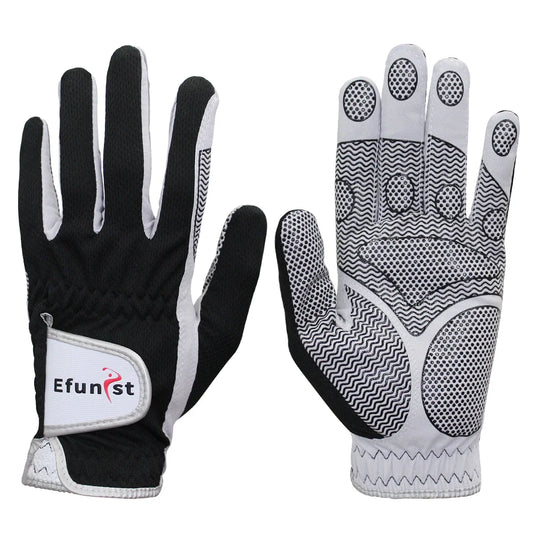 Efunist Men’s Golf Glove – Left Hand, Breathable 3D Mesh, Non-Slip Microfiber Grip, Black (1 Pc Pack)