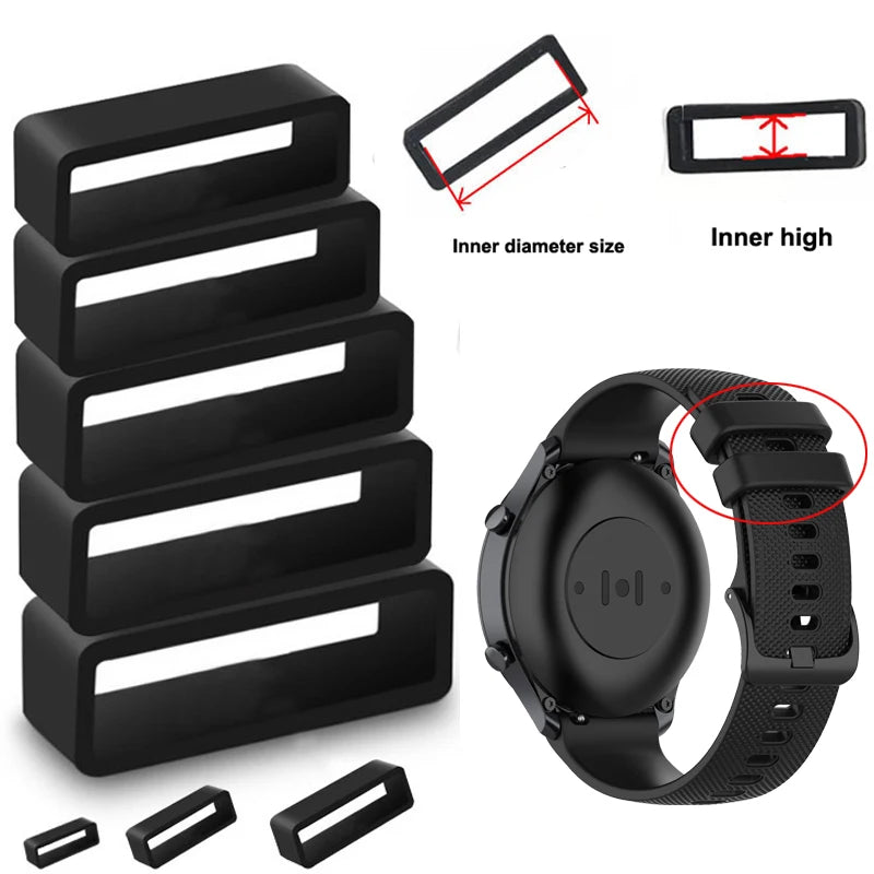 Silicone Watch Band Keeper Loops - Replacement Strap Holder Rings in 16mm–26mm Sizes, 2–10 Piece Set