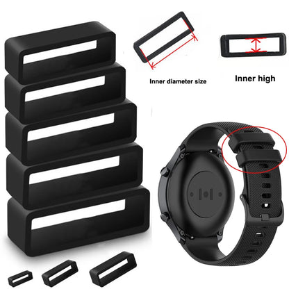 Silicone Watch Band Keeper Loops - Replacement Strap Holder Rings in 16mm–26mm Sizes, 2–10 Piece Set