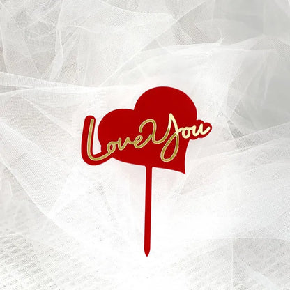 Big Red Love Cake Topper – Acrylic Wedding & Engagement Party Decoration, Valentine’s Day Love Cake Topper