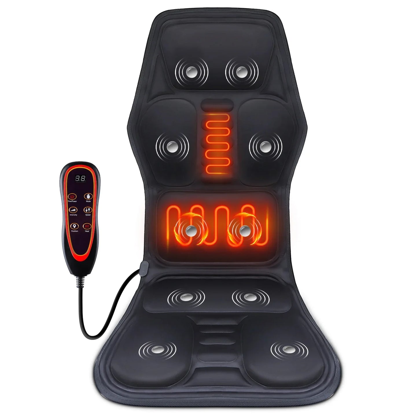 Electric Full-Body Massage Chair Cushion | Infrared Heating Vibrator for Back, Neck & Lumbar – Car, Home, Office