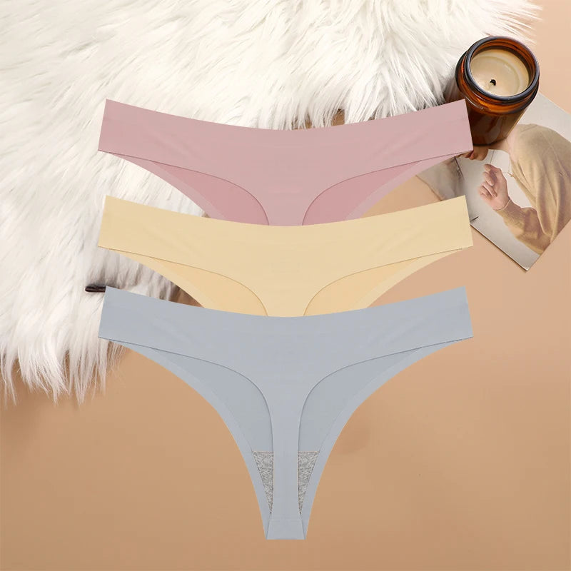 3PCS Sexy G-String Underwear Set – Breathable Seamless Low Waist T-Back Bikini Panties for Women, S-XL Sizes