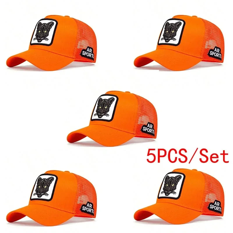 Panther Embroidery Baseball Cap - Unisex Adjustable Mesh Sun Protection Hat for Spring & Summer Outdoor Wear