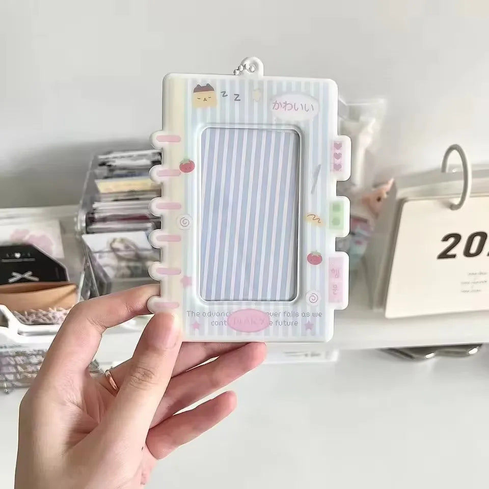 Cartoon Camera Photocard Holder - 3 Inch Idol Photo Storage Binder Case with Keychain for Collectors & Fans