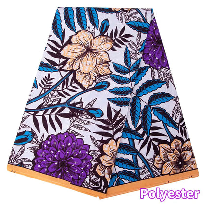 Ankara African Wax Print Fabric - Batik Pagne Polyester Material for DIY Sewing, Patchwork & Wedding Dress Craft