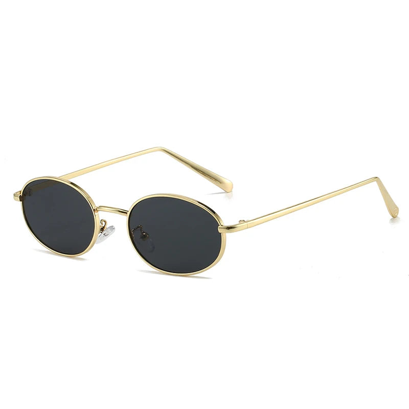 SHAUNA Retro Oval Metal Frame Sunglasses – UV400 Punk Style Shades for Women & Men