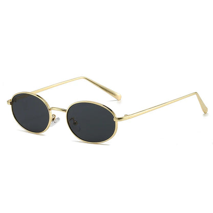SHAUNA Retro Oval Metal Frame Sunglasses – UV400 Punk Style Shades for Women & Men