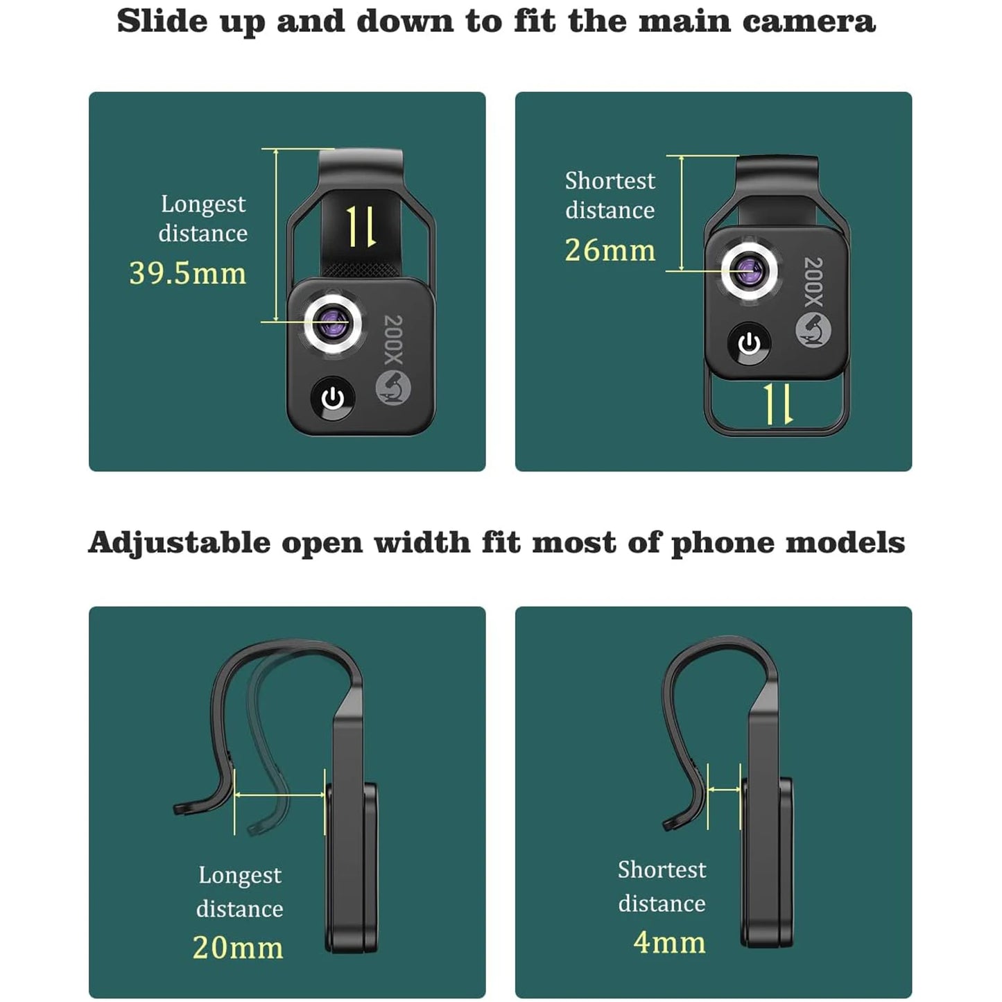 200X Phone Microscope with CPL Lens & LED Light – Universal Clip for iPhone/Android – Microworld Exploration for Kids and Adults