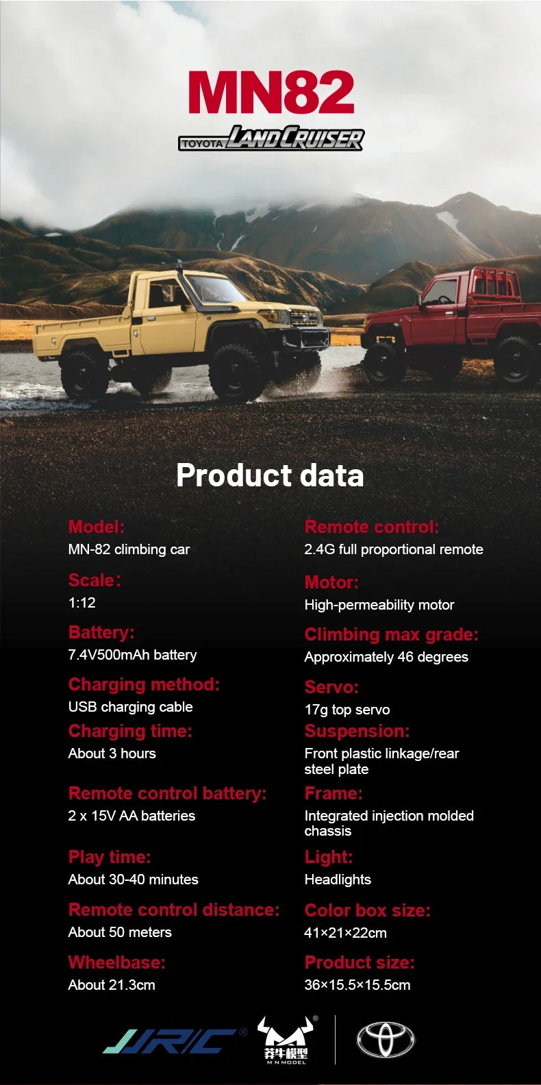 MN82 Pro RC Off-Road Vehicle — 1:12 Scale 4WD Climbing Car for Toyota LC79 Simulation