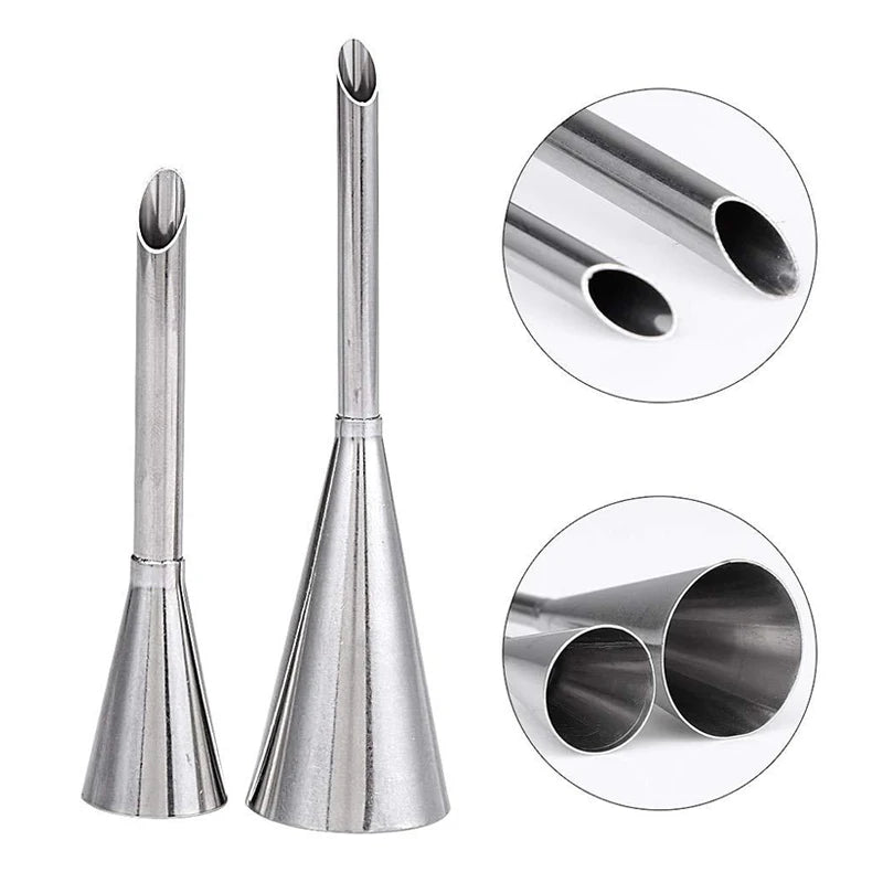 1/4 Pcs Stainless Steel Cream Puff Nozzles - Cake Icing Piping Tips for DIY Donuts, Cupcakes and Pastry Desserts, Baking Accessories