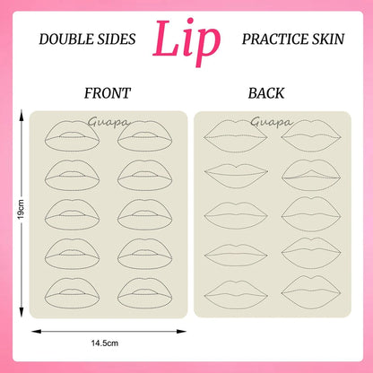 1mm Thick Double-Sided Lip Practice Skin — Microblading & PMU Stencil for Permanent Makeup Tattoo Artists