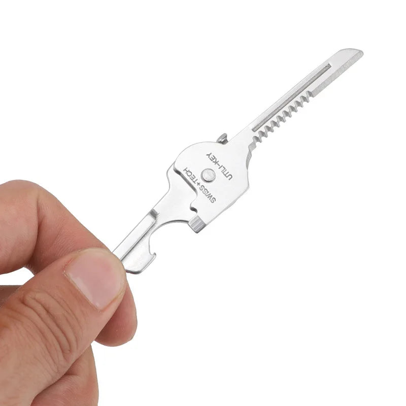 6 in 1 Multi Function EDC Keychain Tool - Folding Utility Opener Screwdriver Pocket Plier for Outdoor Survival
