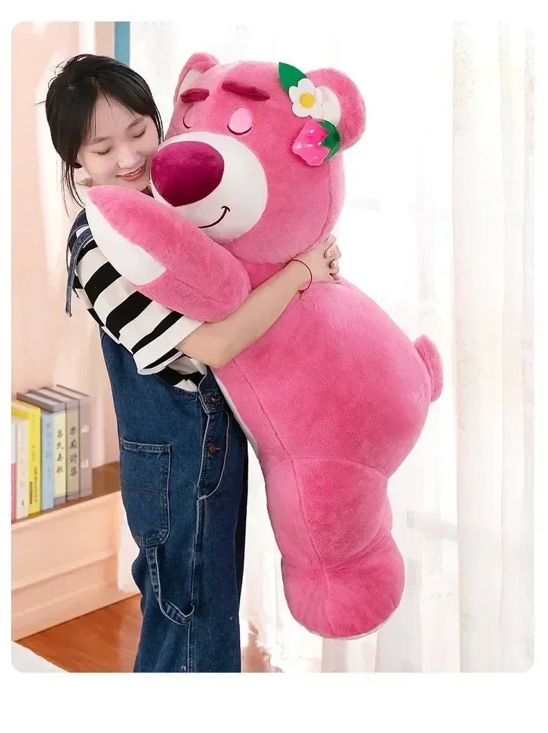 Disney Toy Story Lotso Plush – 90cm Cute Strawberry Bear Sofa Pillow, Stuffed Toy Gift for Kids and Girls