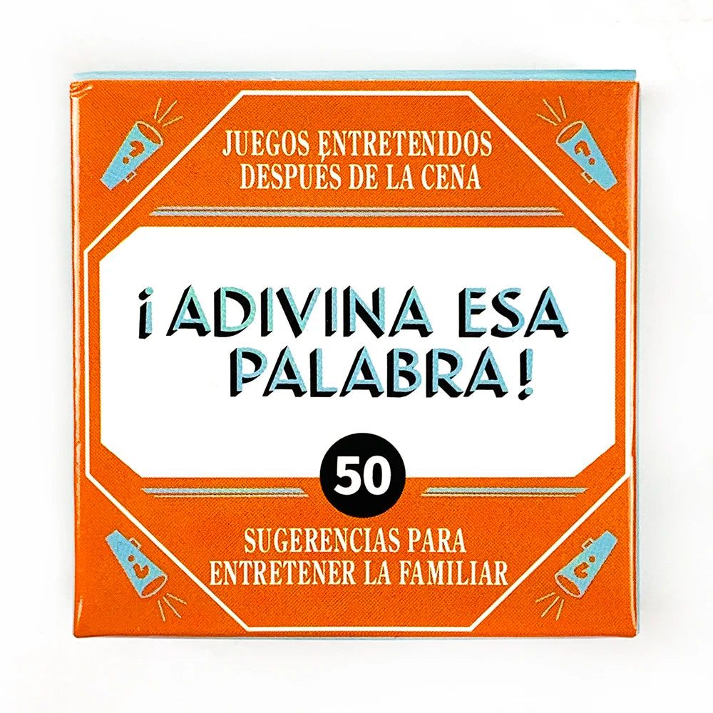 Spanish Mini “Name That Word!” Card Game – 50PCS Family Party & Camping Word Guessing Game Deck