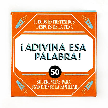 Spanish Mini “Name That Word!” Card Game – 50PCS Family Party & Camping Word Guessing Game Deck