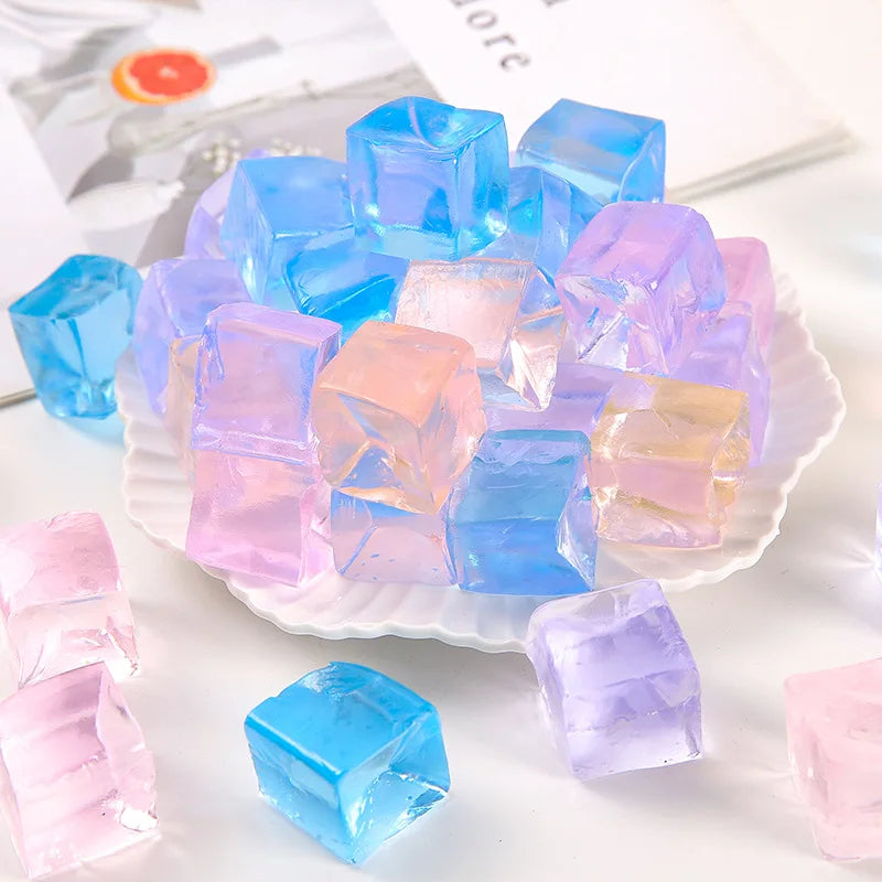 15Pcs Mini Ice Cube Squishy Stress Relief Toys – Transparent Squeeze Ice Block Fidget Set for Kids, Anxiety Relief & Sensory Gift Pack