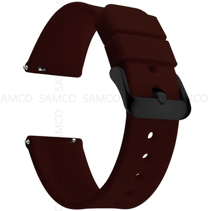 Silicone Quick Release Watch Bands 14–24mm for Samsung Galaxy, Garmin & Huawei - Soft Rubber Replacement Watch Straps